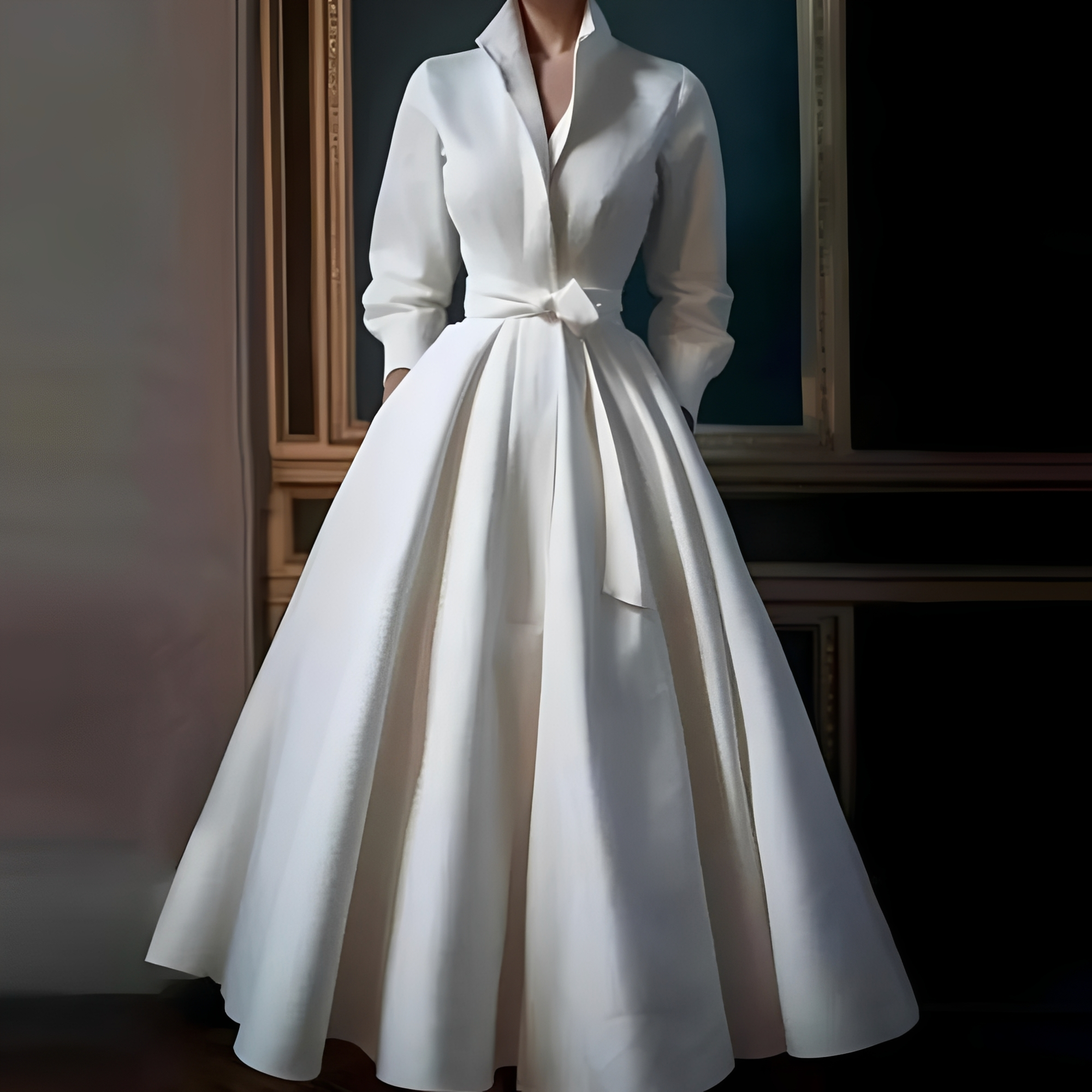 Megan - Schickes langes Kleid mit Gürtel für Frauen