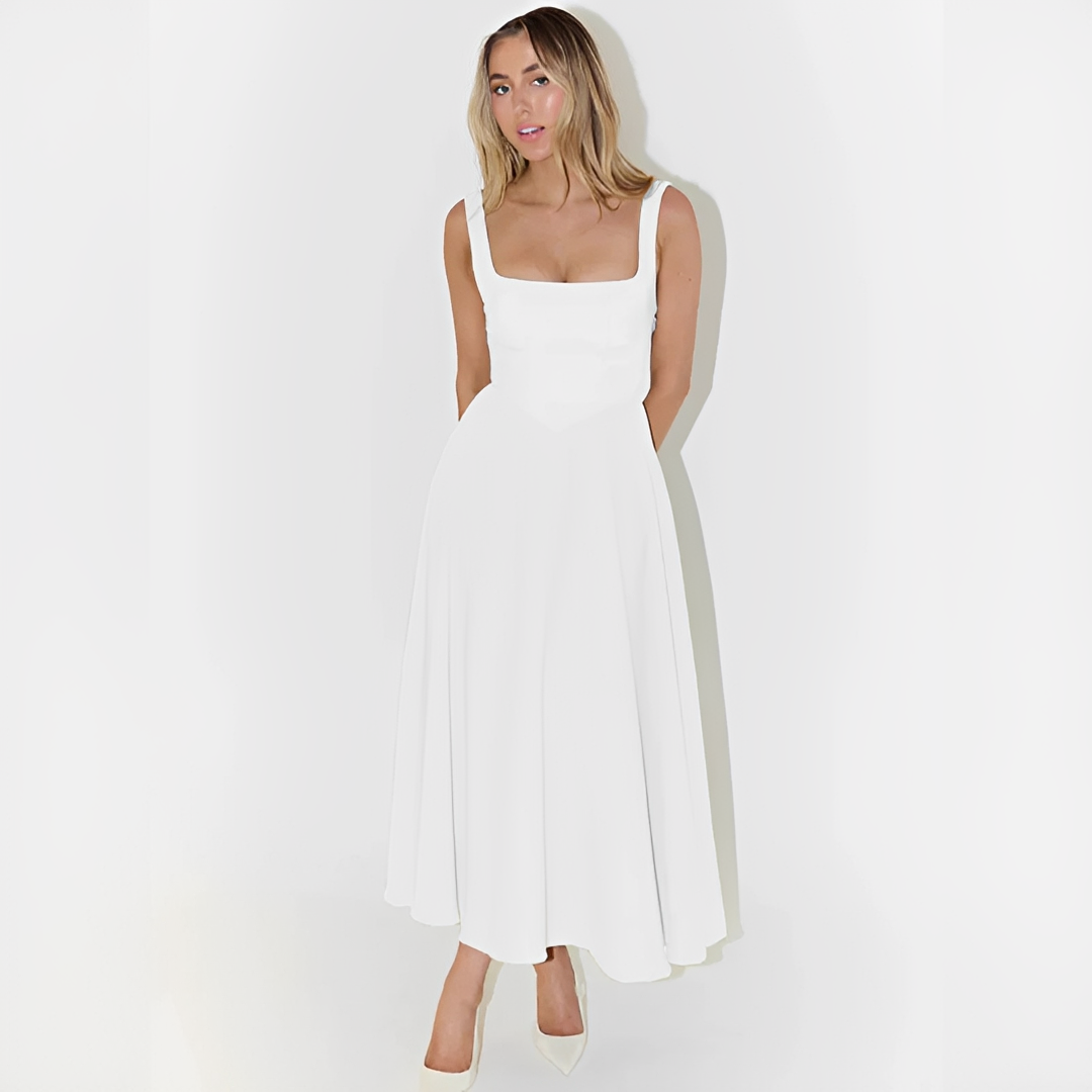 Fioren - Elegantes Midikleid mit Quadrat-Ausschnitt