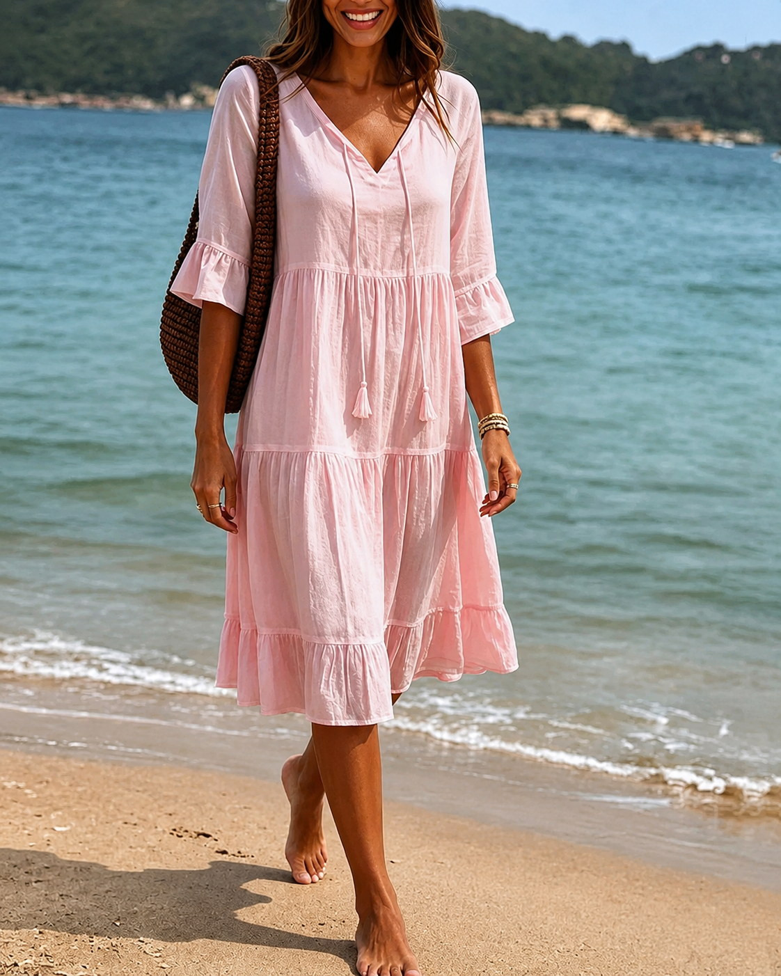 Lorraine - Elegantes V-Ausschnitt-Midikleid