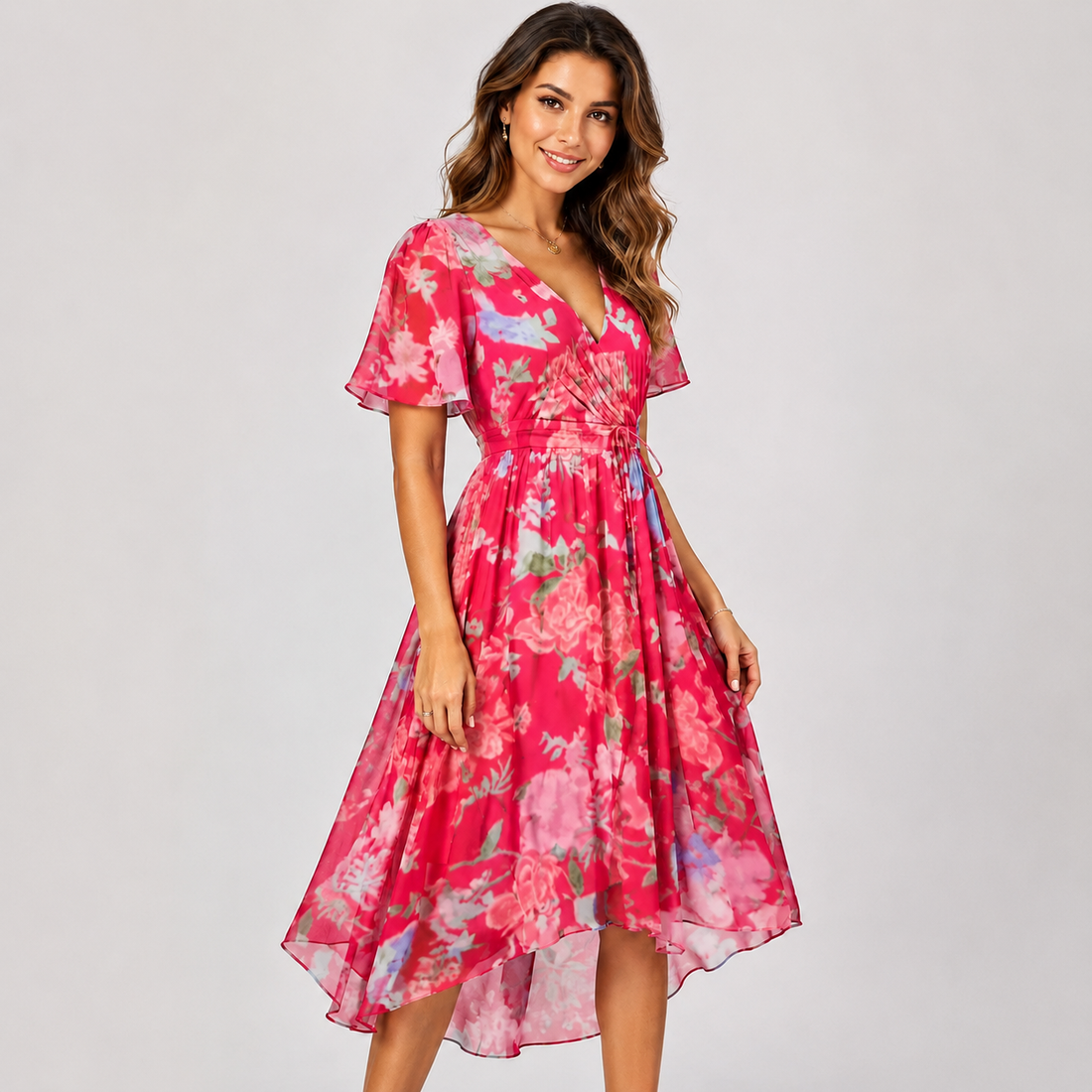 Elsinya - Stilvolles und fließendes Midi-Kleid