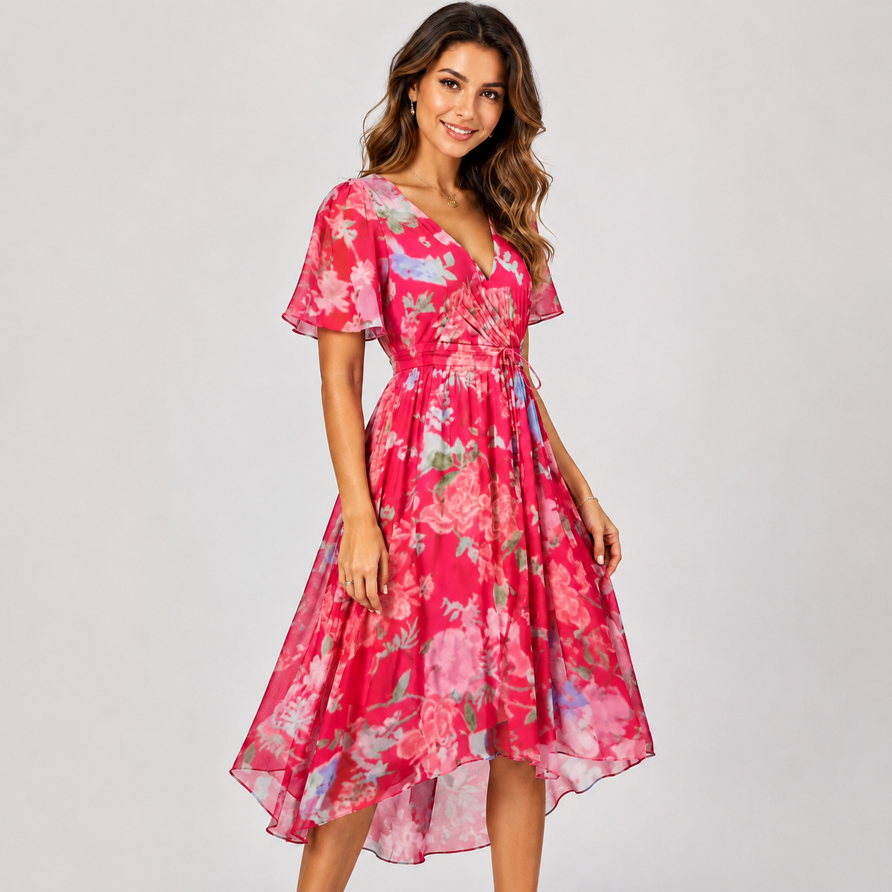 Elsinya - Stilvolles und fließendes Midi-Kleid