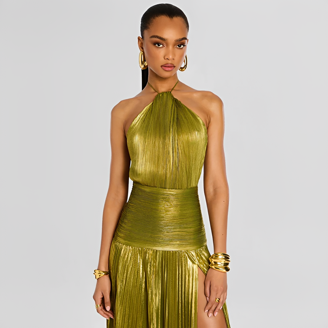 Naira - Elegantes Kleid mit Falten und Schlitz