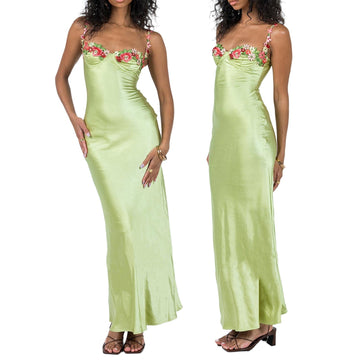 Daniella - Elegantes, langes Kleid mit Blumenstickerei für Damen