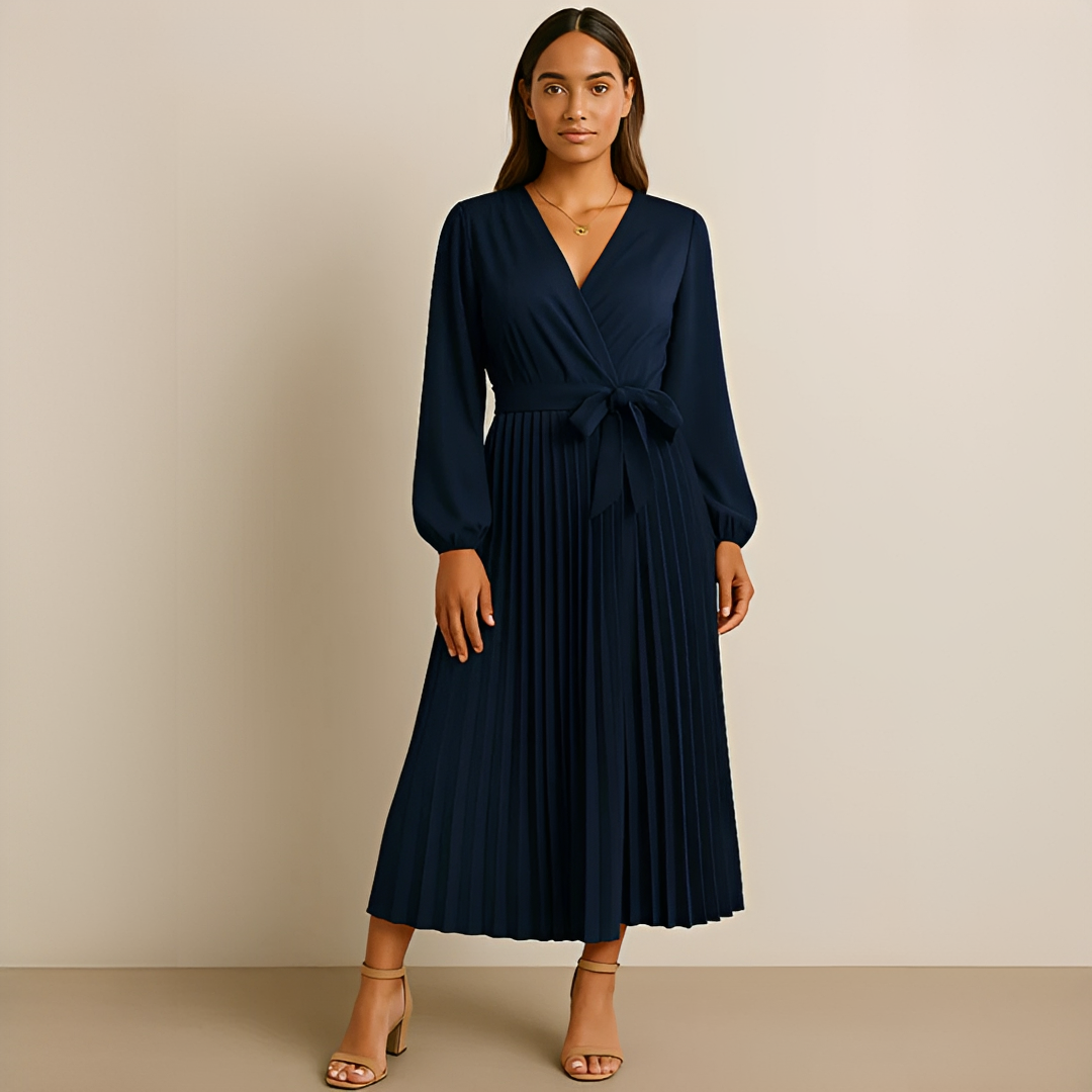 Naomi - Elegantes Kleid mit V-Ausschnitt und Falten