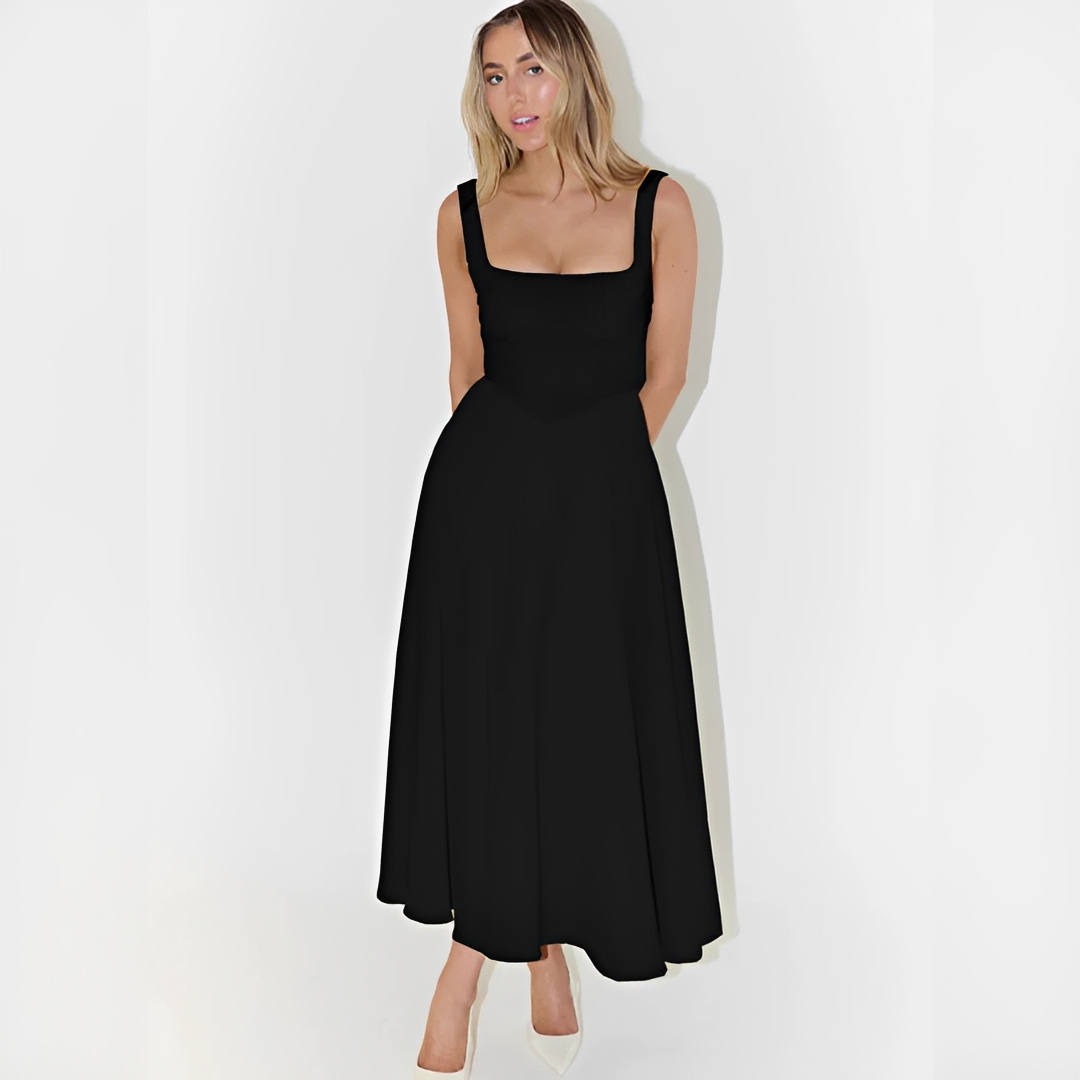 Fioren - Elegantes Midikleid mit Quadrat-Ausschnitt