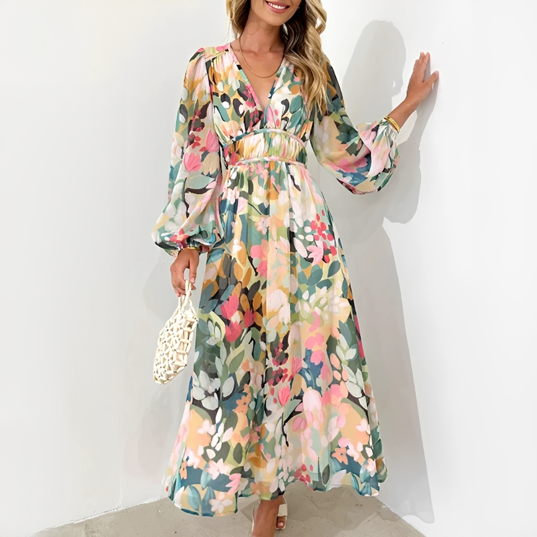 Kiara - Elegantes und Fließendes Langarmkleid