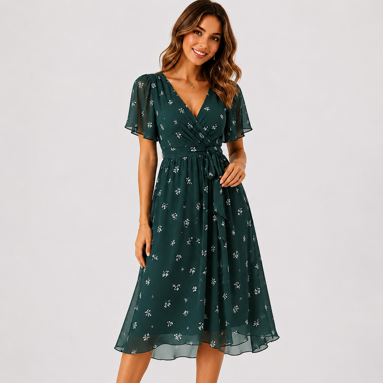Elsinya - Stilvolles und fließendes Midi-Kleid