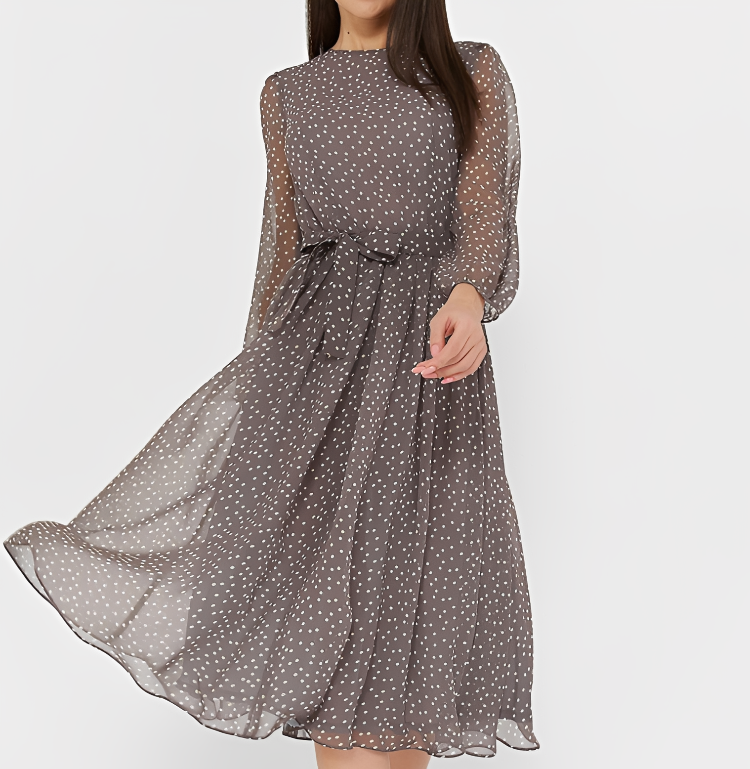 Tessa - Elegantes gepunktetes Langarmkleid