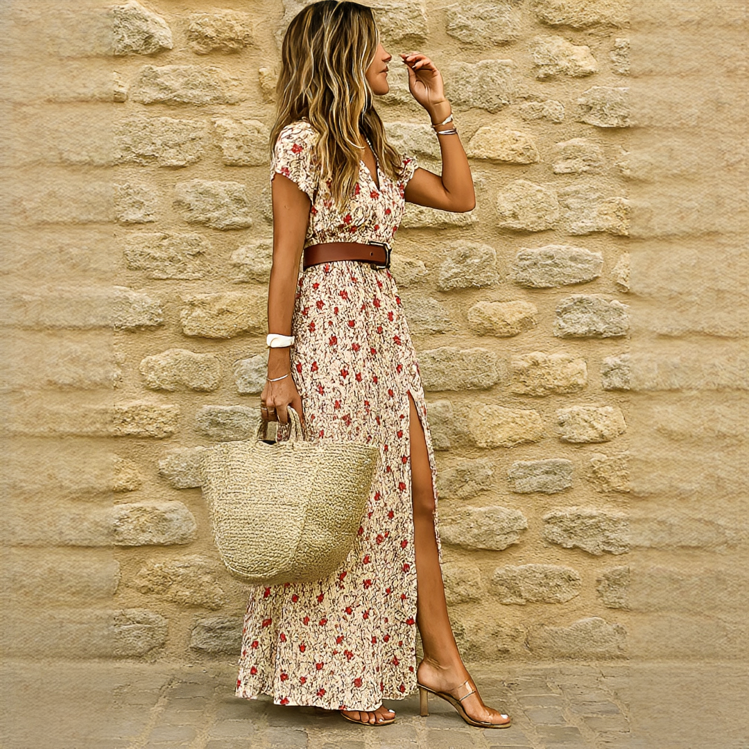 Ziska - Stilvolles Schlitz-Boho-Kleid