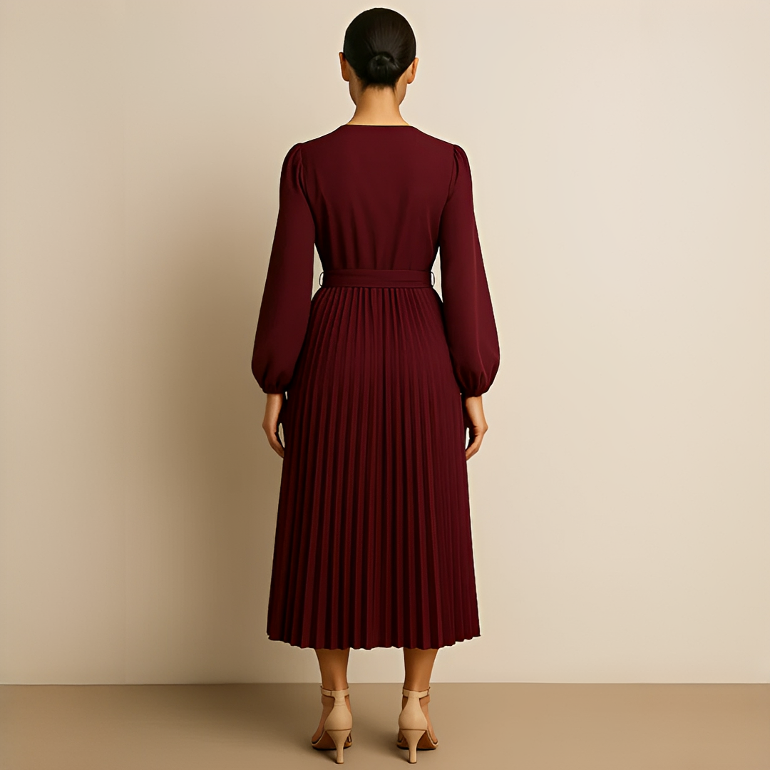 Naomi - Elegantes Kleid mit V-Ausschnitt und Falten