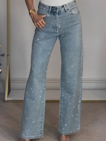Julia - Glänzende Jeans mit hohem Bund für Frauen