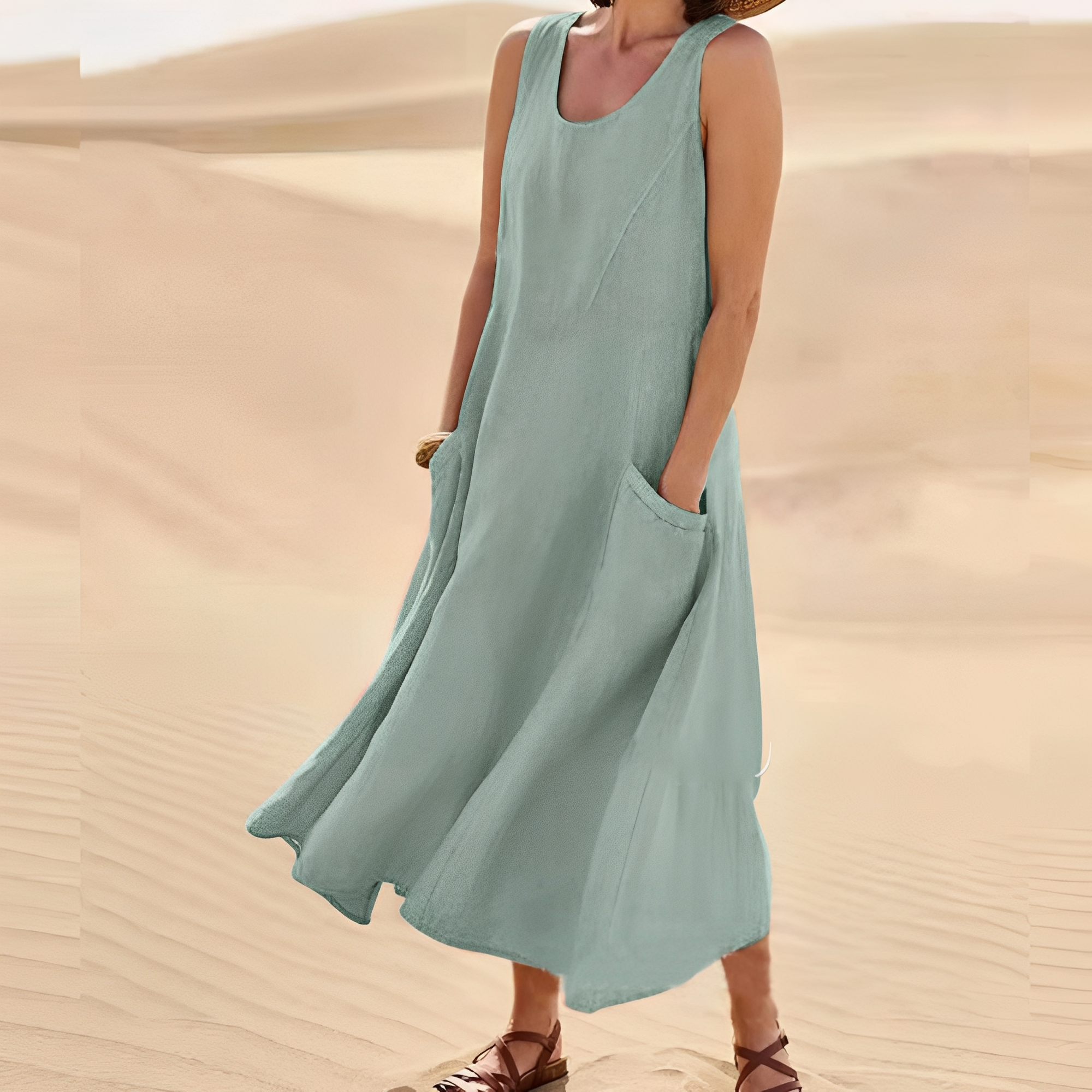 Connie - Lässiges ärmelloses Damenkleid mit Taschen