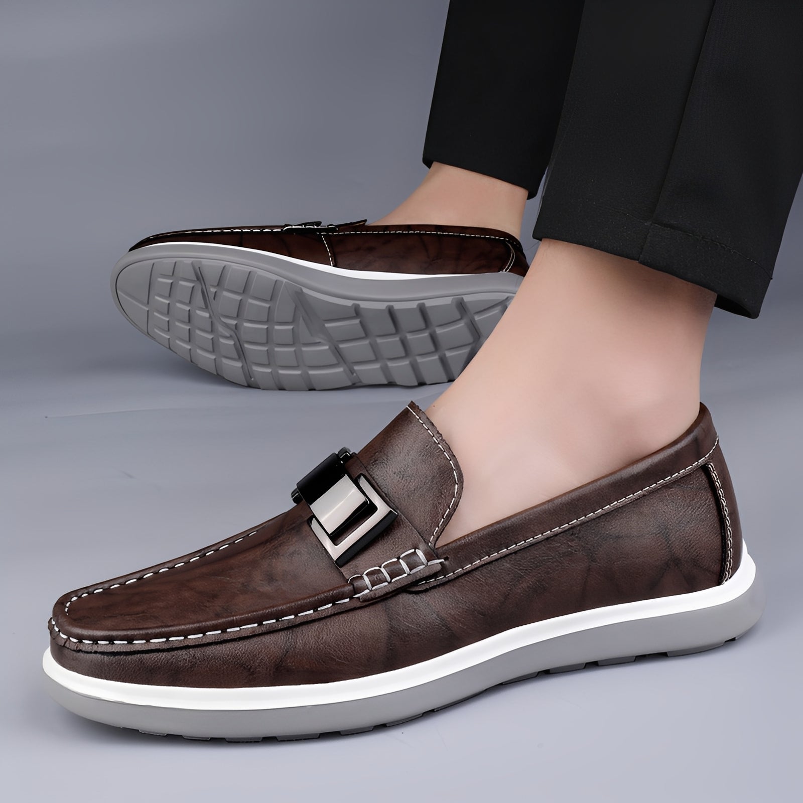 Martin - Bequeme flache Lederhalbschuhe für Herren