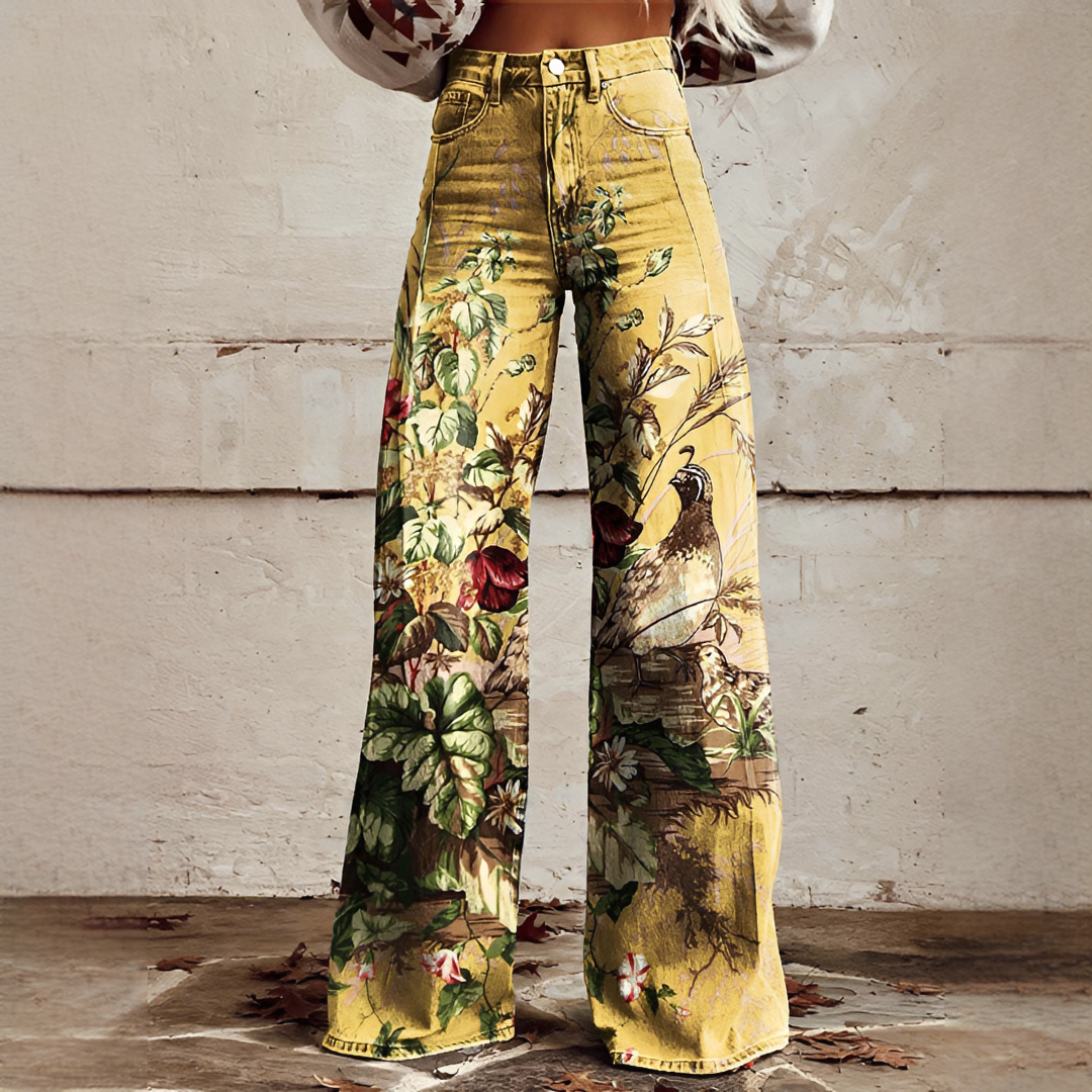 Shelley - Komfortable Weitbeinige Bedruckte Jeans