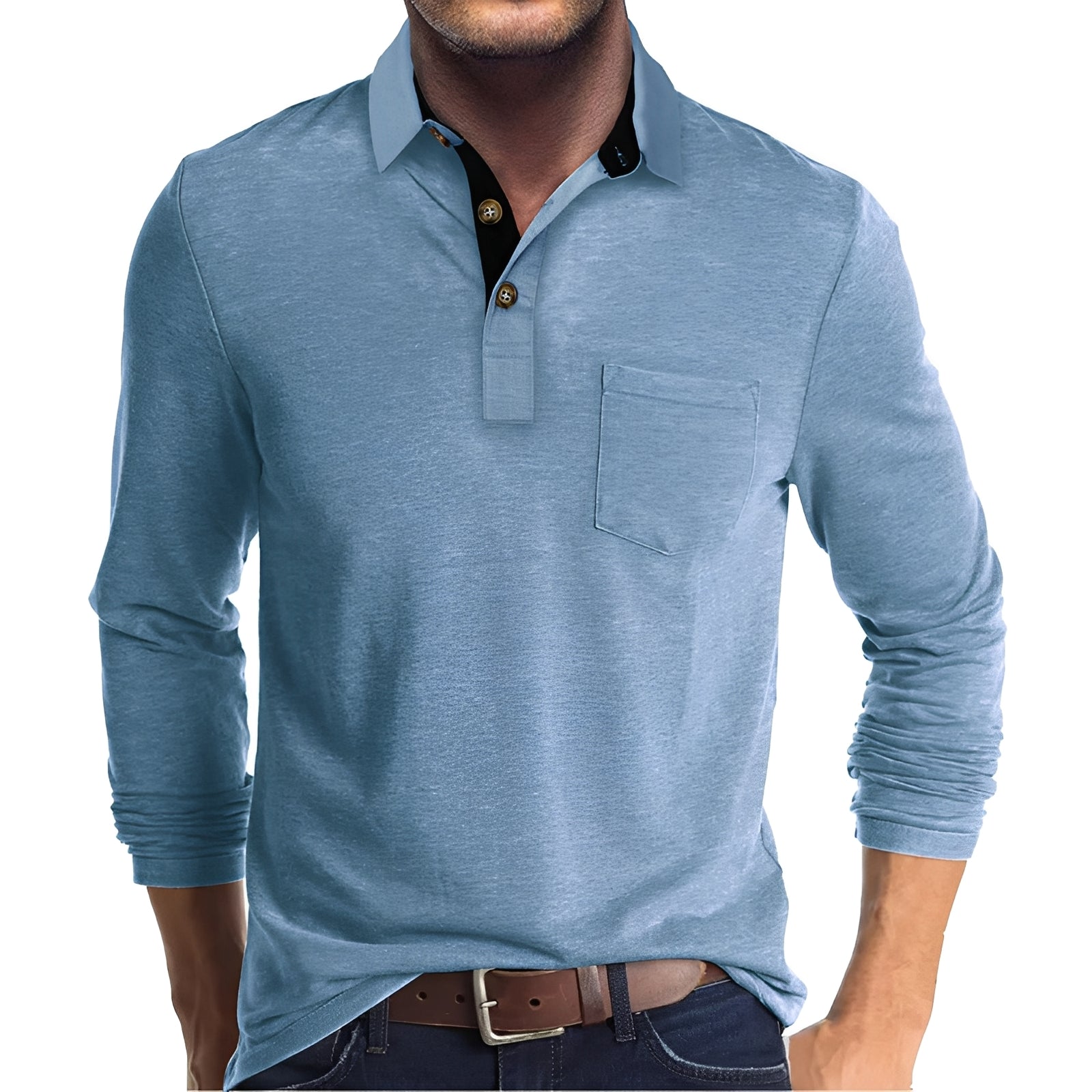 Marty - Locker geschnittenes Langarm-Poloshirt für Herren
