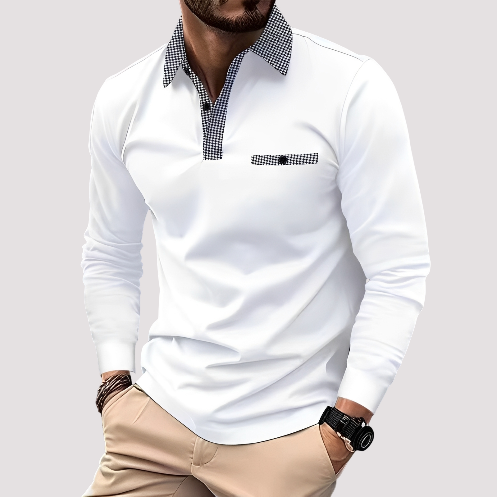 Aidan - Elegantes Langarm-Polo für Herren