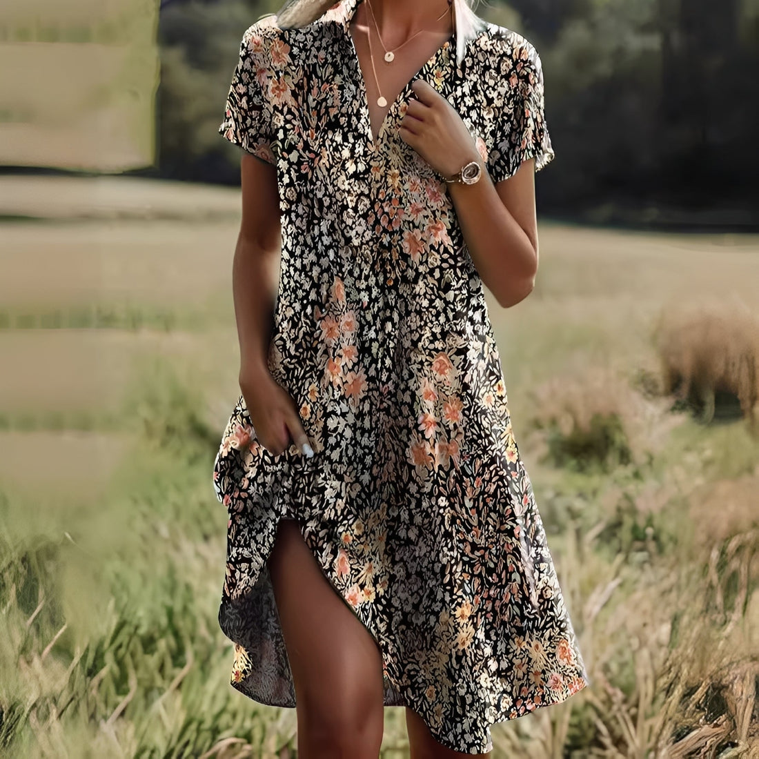 Ellese - Kleid im Vintage-Look mit Blumenmuster für Damen