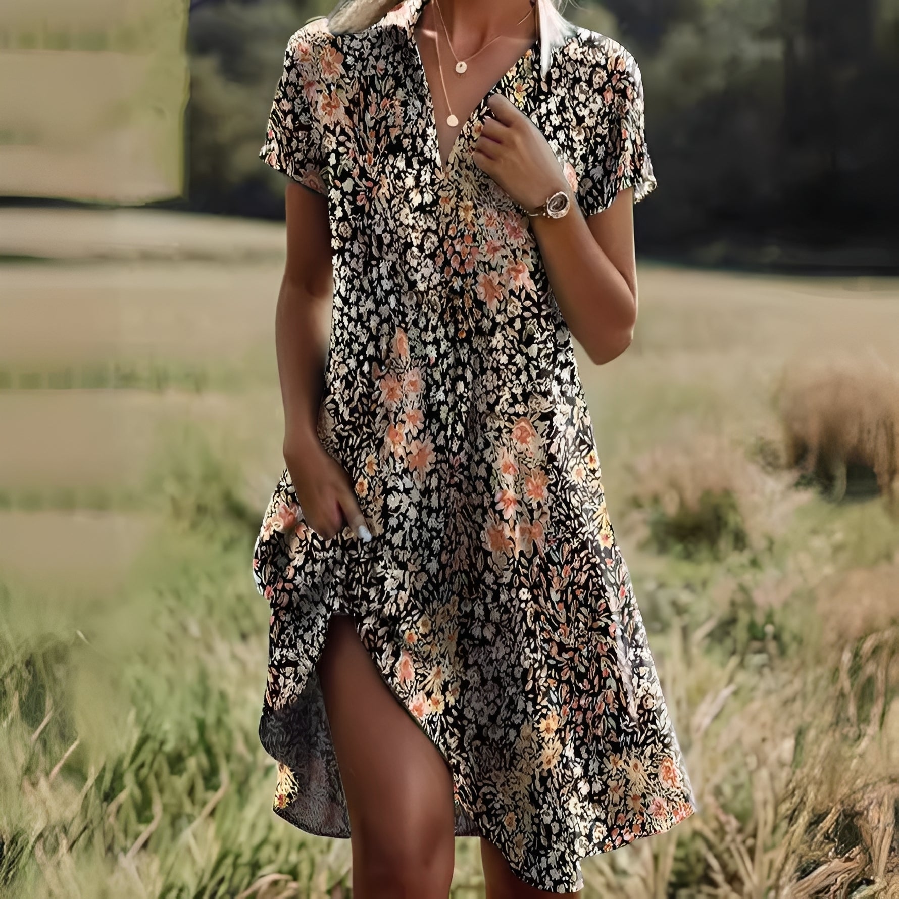 Ellese - Kleid im Vintage-Look mit Blumenmuster für Damen