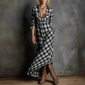 Libby - Komfortables Damenkleid mit kariertem Kragen