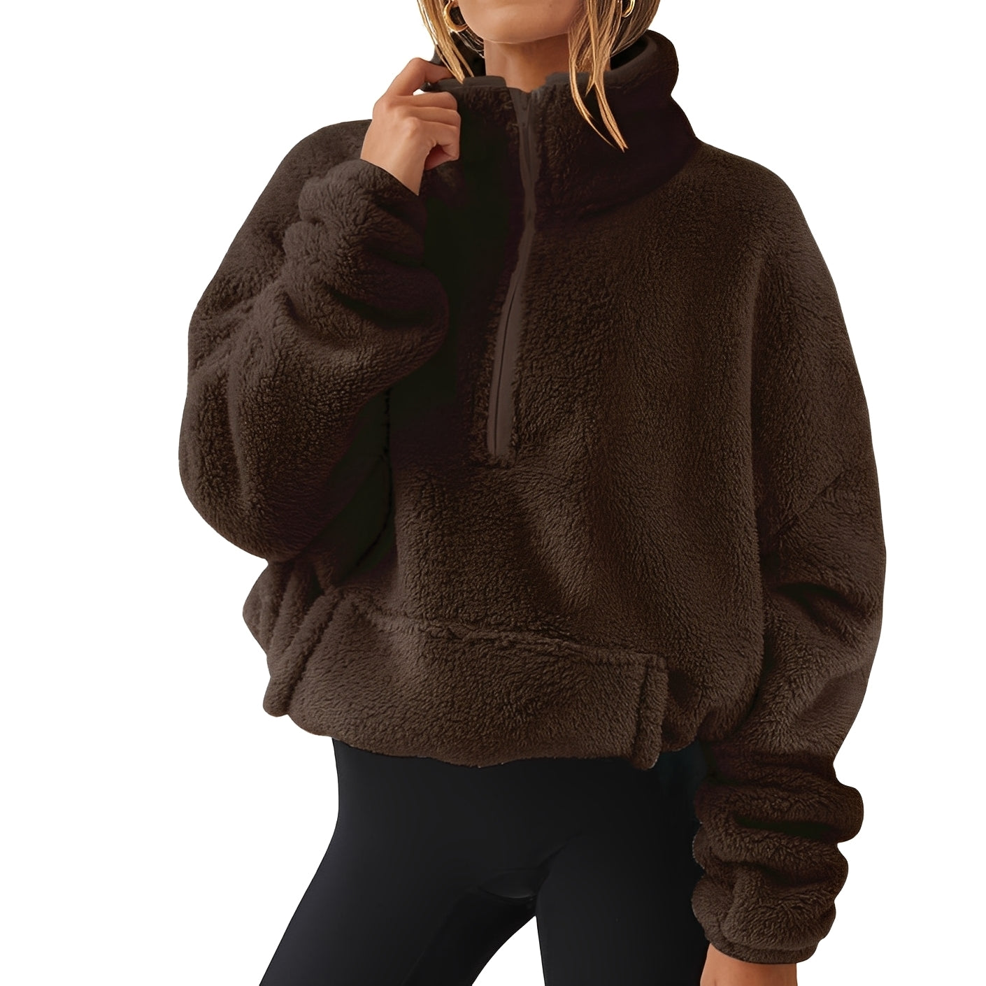 Tiffany - Gemütlicher Samtpullover mit halbem Reißverschluss für Damen