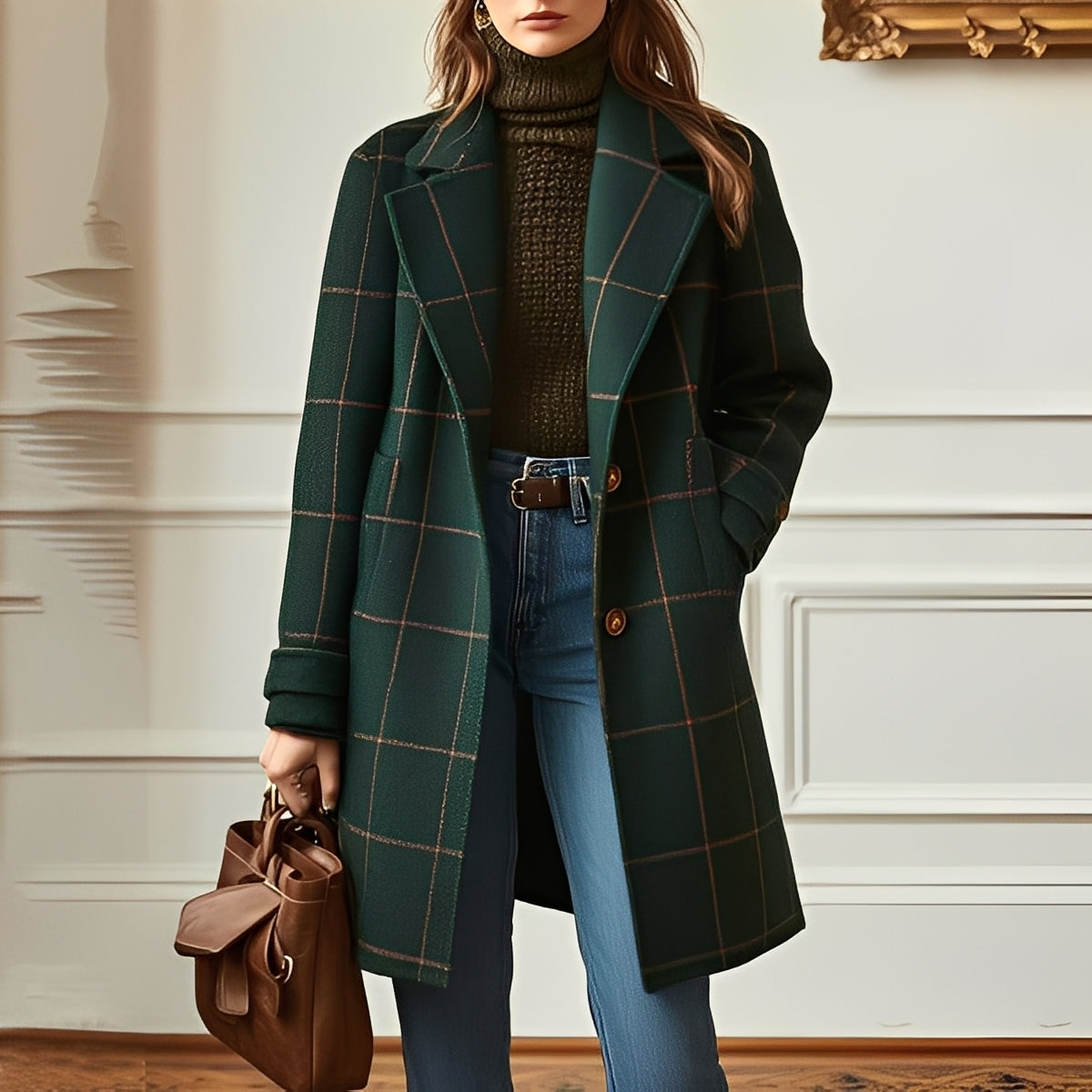 Moriah - Traditioneller Damen-Tweedmantel mit Karomuster