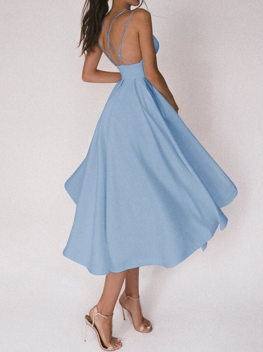 Gabriella - Satin-Kleid mit gekreuzten Trägern