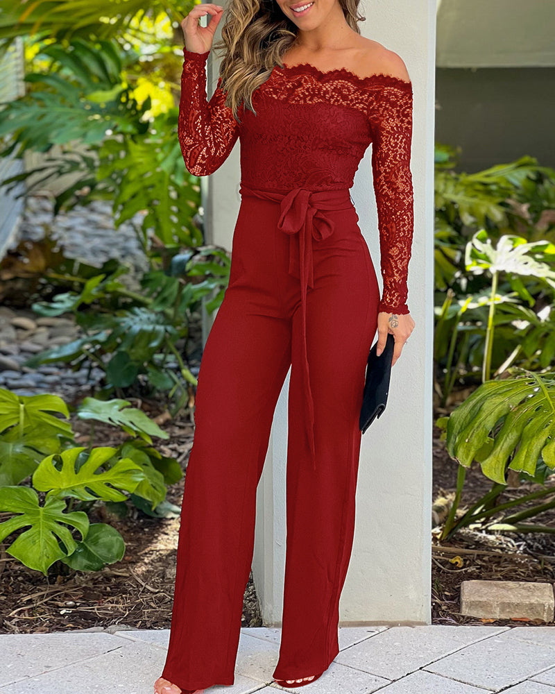 Camille – Stilvoller Jumpsuit mit weitem Hosen und Spitze