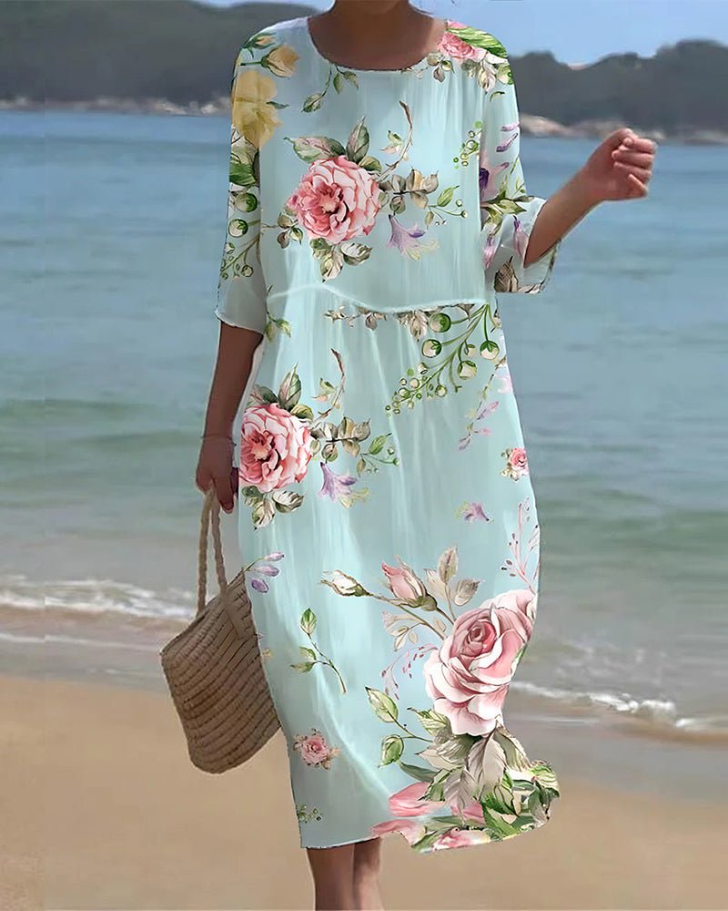Keely - Feminines, leichtes Midi-Kleid mit Blumenmuster