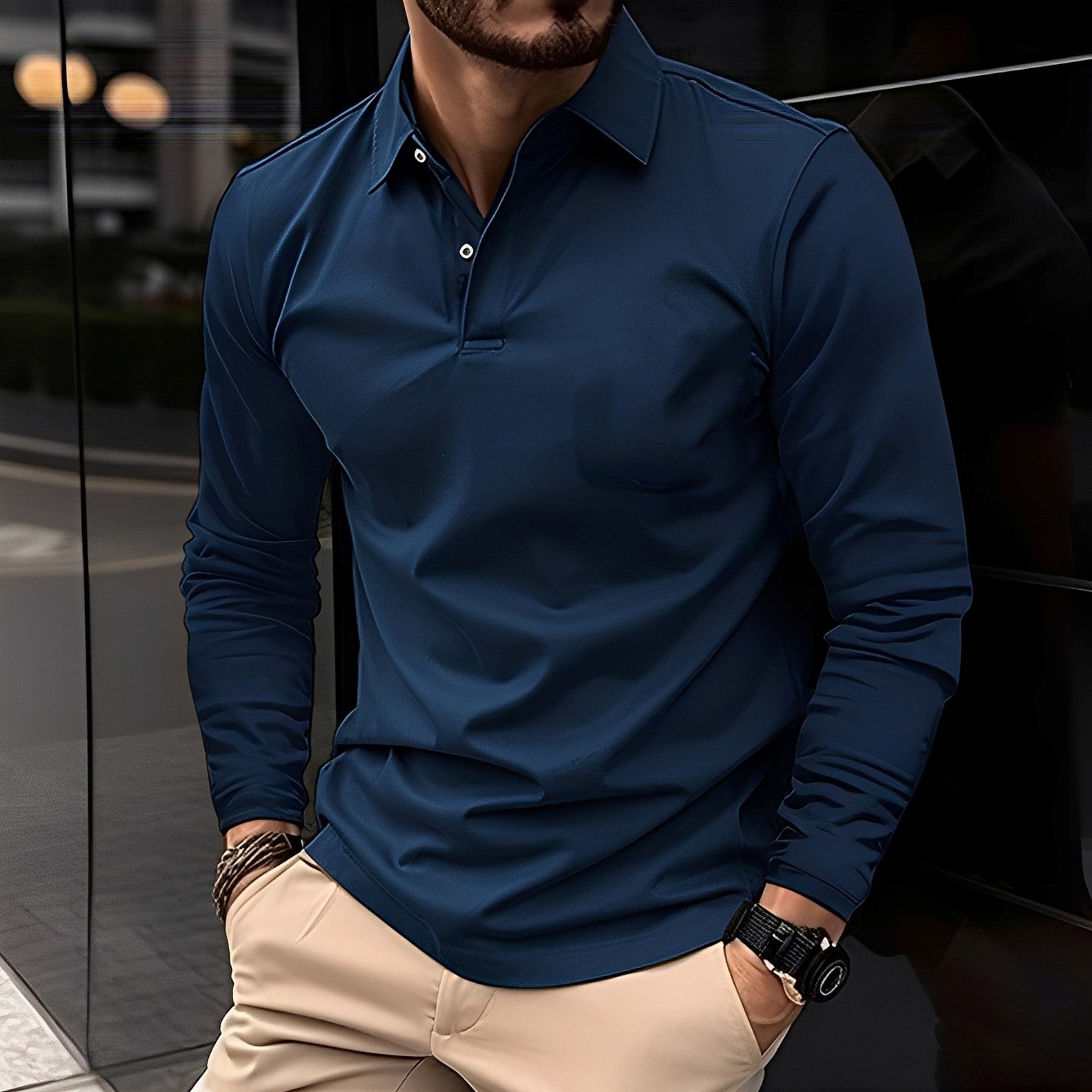 Deacon - Komfortables Langarm-Poloshirt für Herren