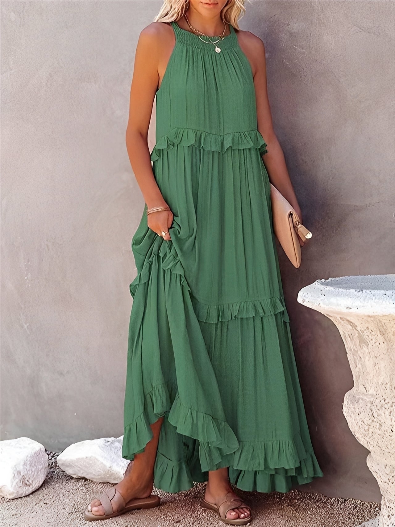 Zanna - Elegantes ärmelloses Kleid mit Rüschen für Frauen