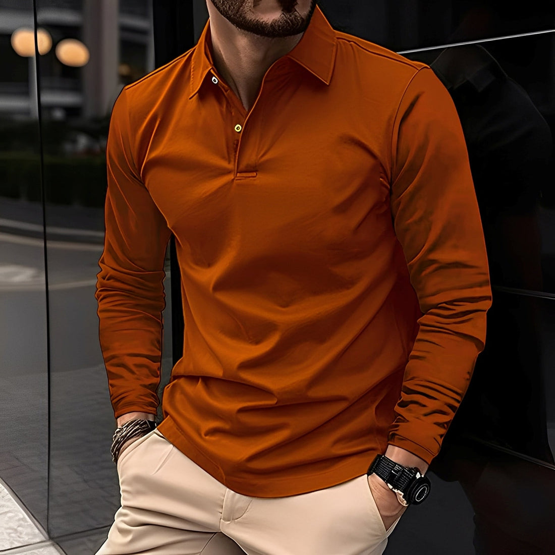 Deacon - Komfortables Langarm-Poloshirt für Herren