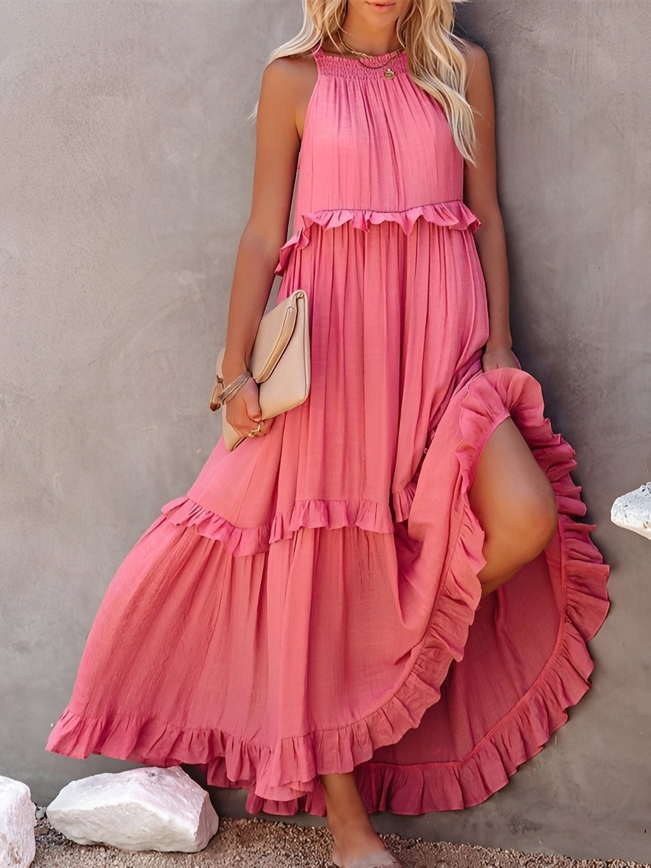 Zanna - Elegantes ärmelloses Kleid mit Rüschen für Frauen