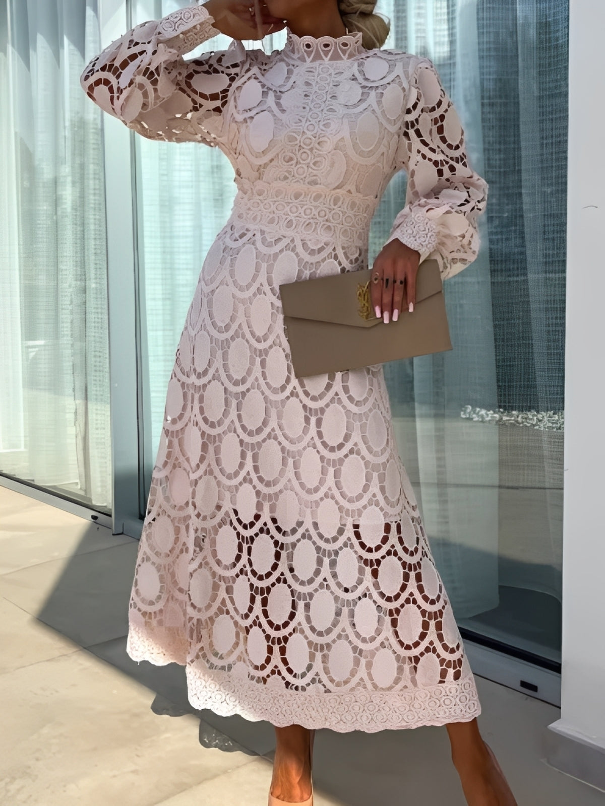 Madeline - Elegantes langes Damenkleid mit Ärmeln