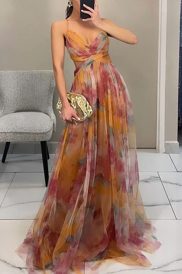 Alina – Lang geschnittenes Kleid mit V-Ausschnitt für Hochzeitsgäste