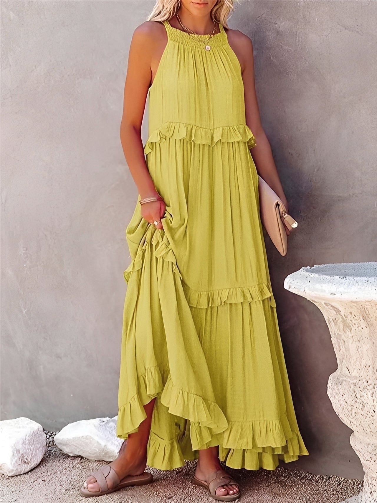 Zanna - Elegantes ärmelloses Kleid mit Rüschen für Frauen