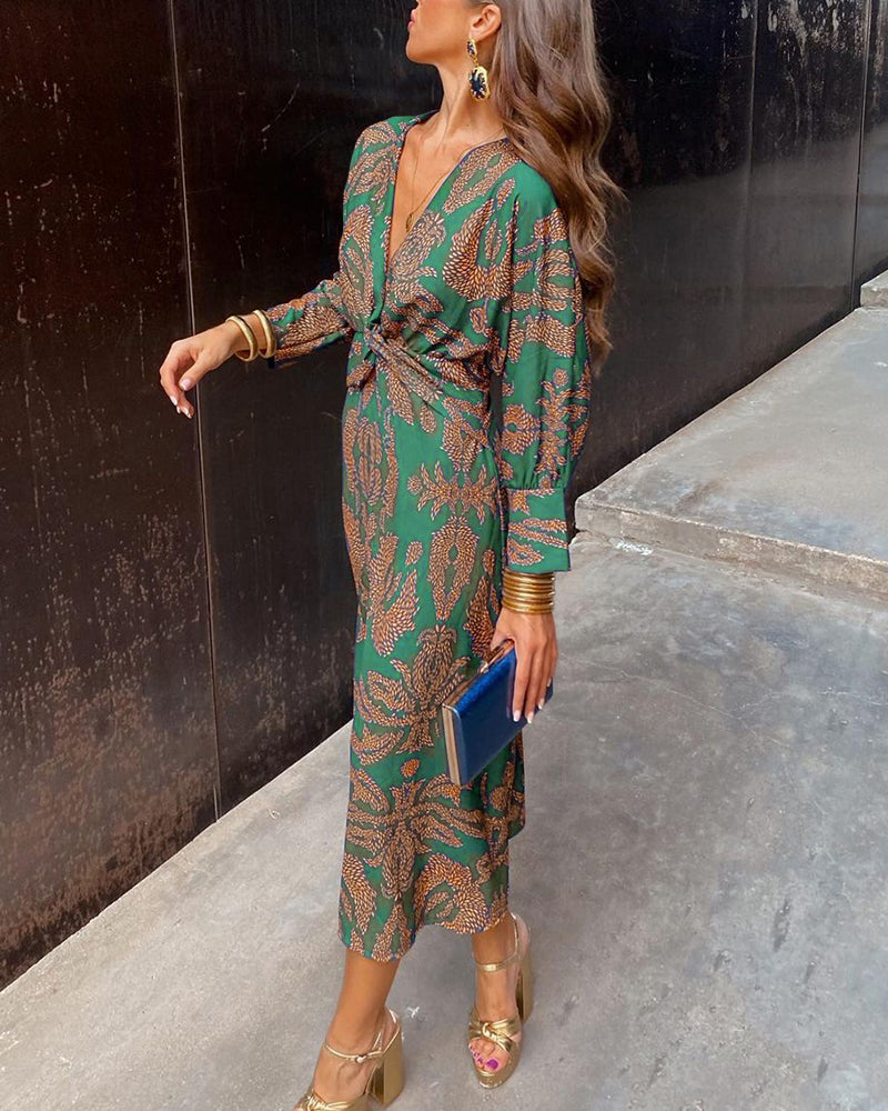 Grace – Chic Midi-Kleid mit Blumendesign und Schleife