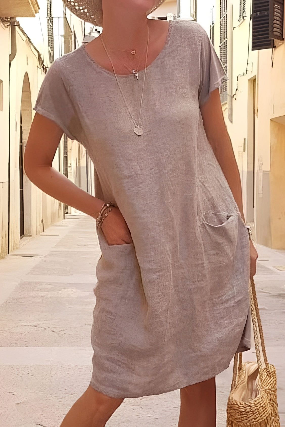 Gabrielle - Damen-Kurzarmkleid in lang