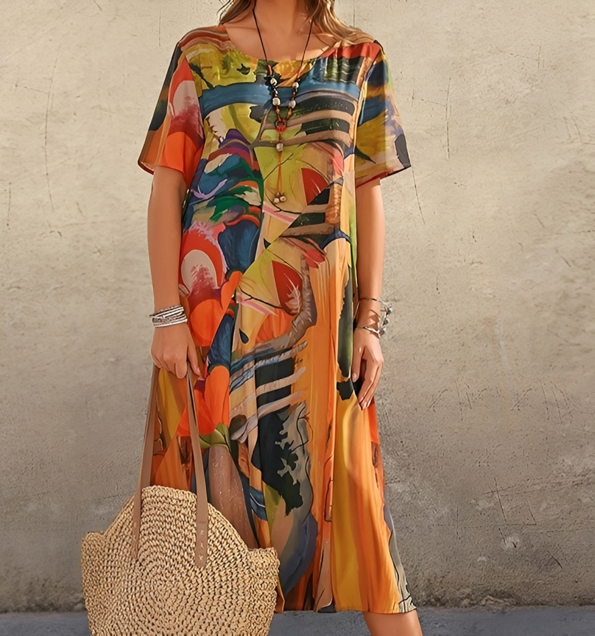 Alexa - Schickes Kleid mit weitem Schnitt und Druck für Damen