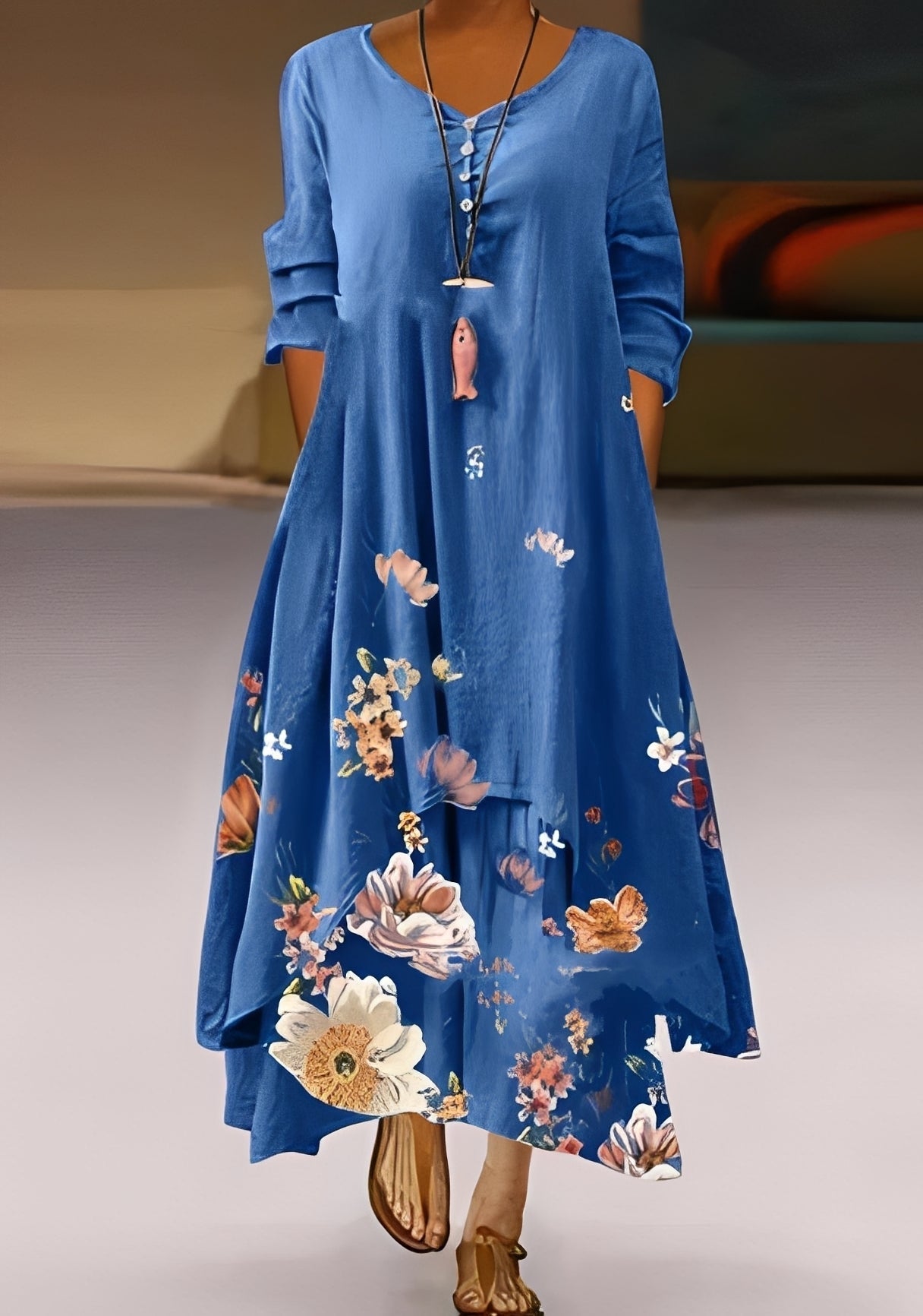 Belle - Elegantes und fließendes Kleid mit Muster für Damen