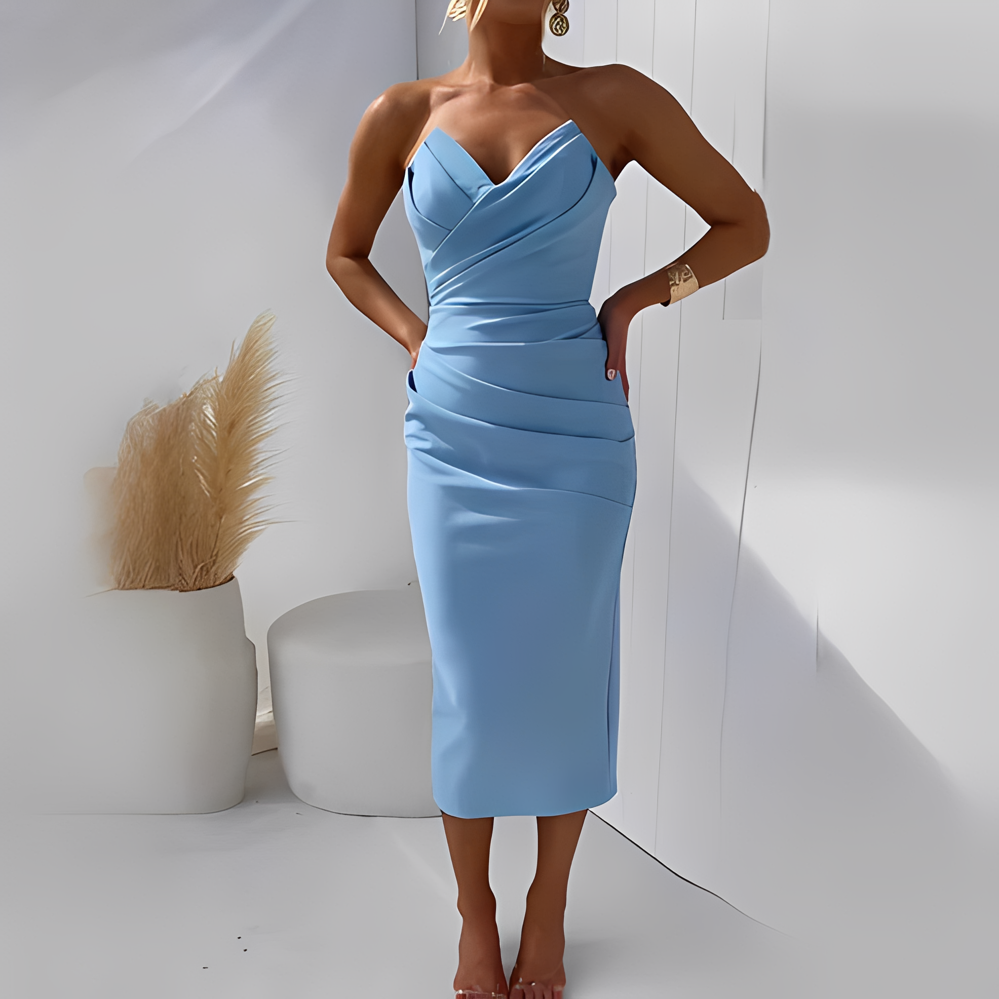 Wanda - Stilvolles schulterfreies Kleid für Damen
