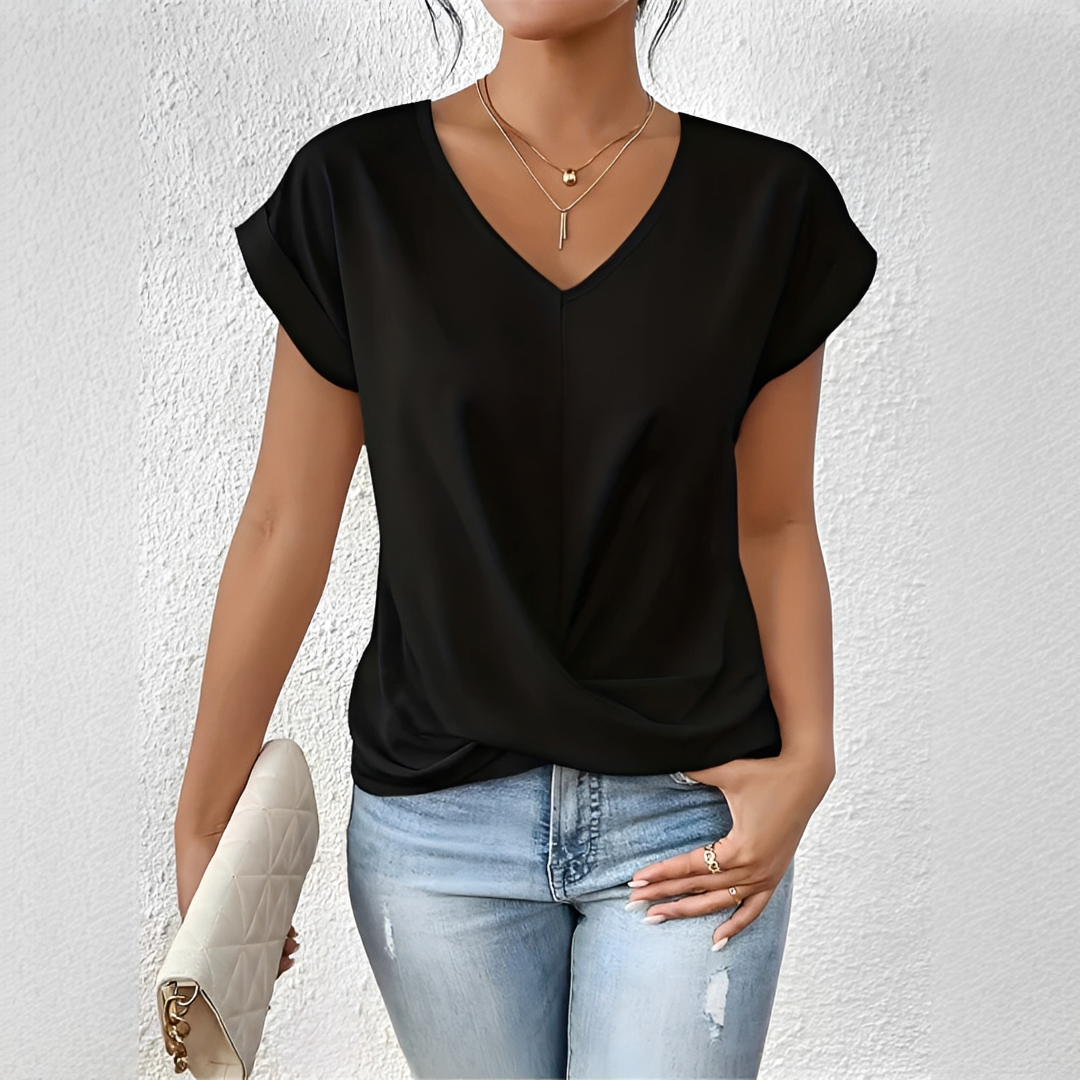 Velanie - Lässiges V-Ausschnitt T-Shirt