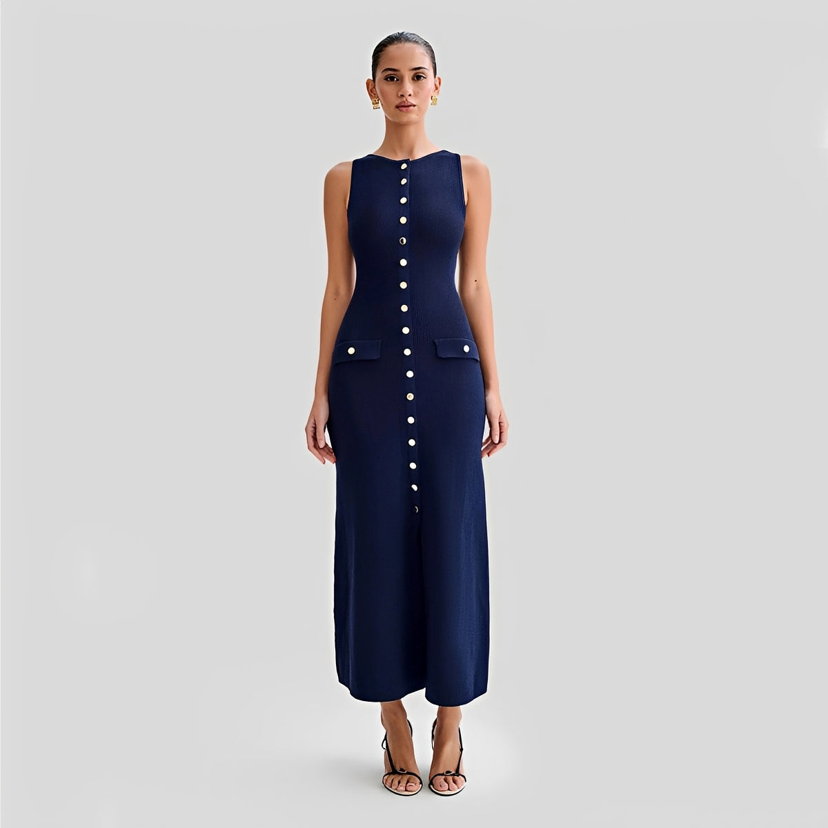 Jessica - Damen-Midikleid in stilvoller Länge mit Knopfleiste