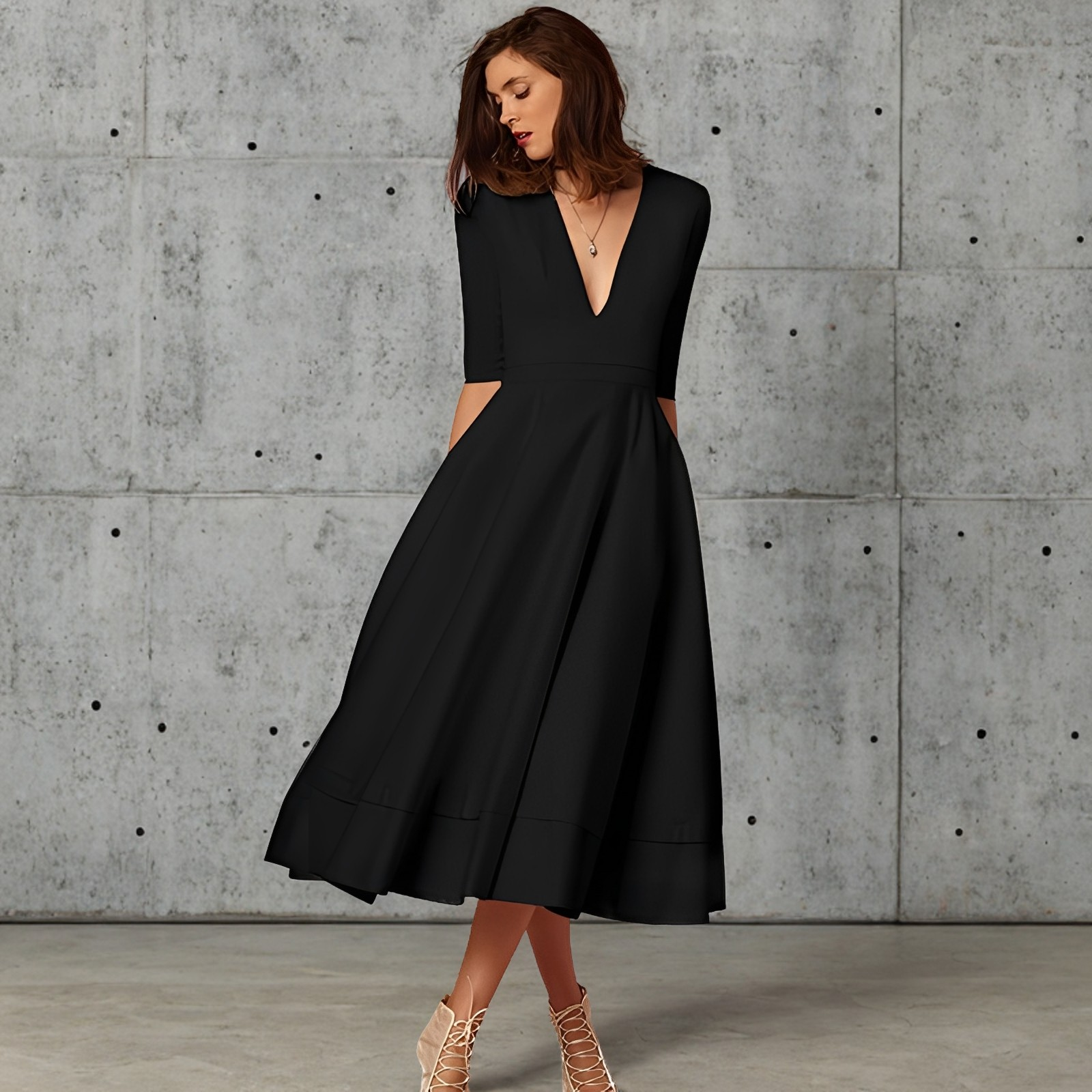 Fayei - Stilvolles Kleid mit V-Ausschnitt für Damen