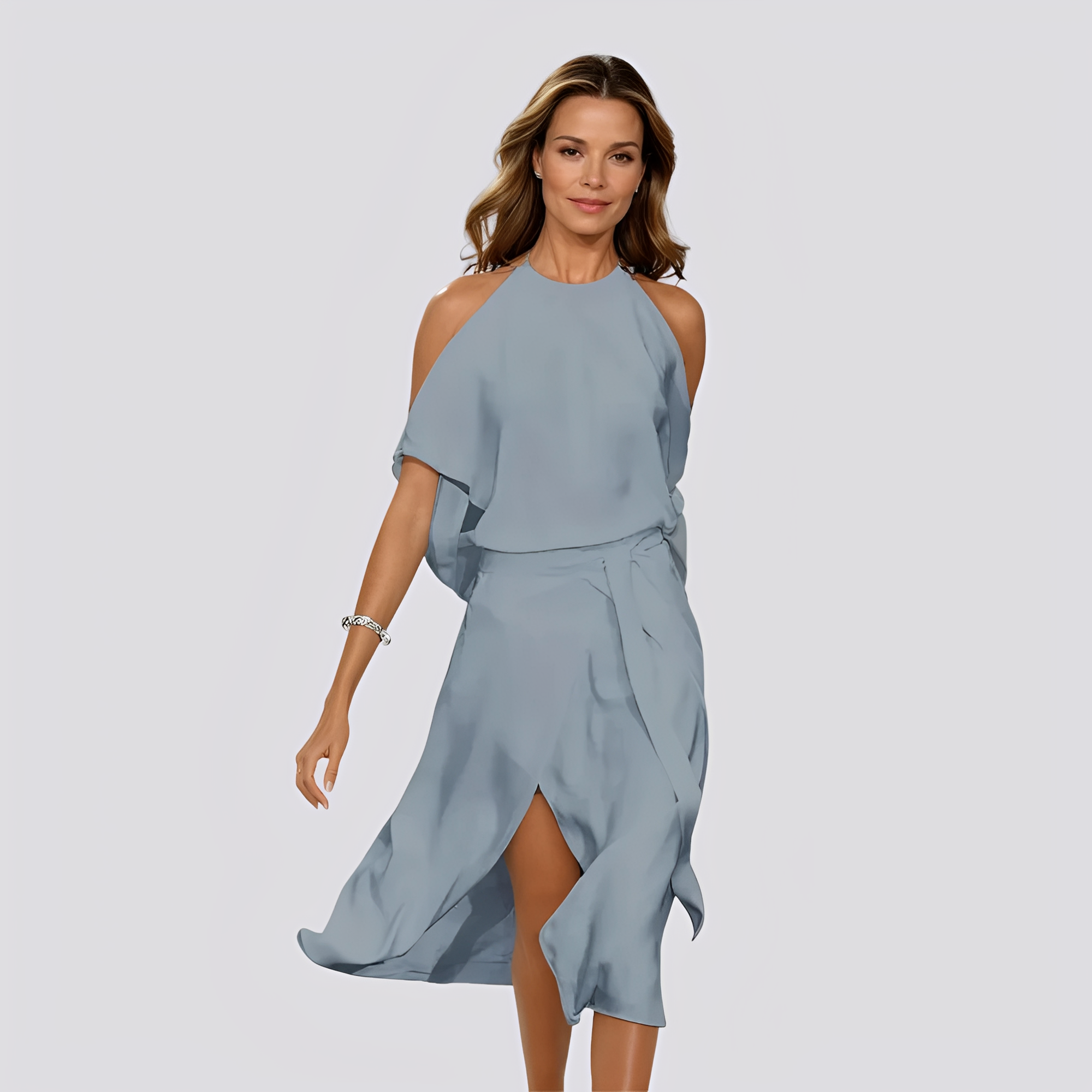 Deborah - Stilvolles, langes Damenkleid mit Schulterdetails