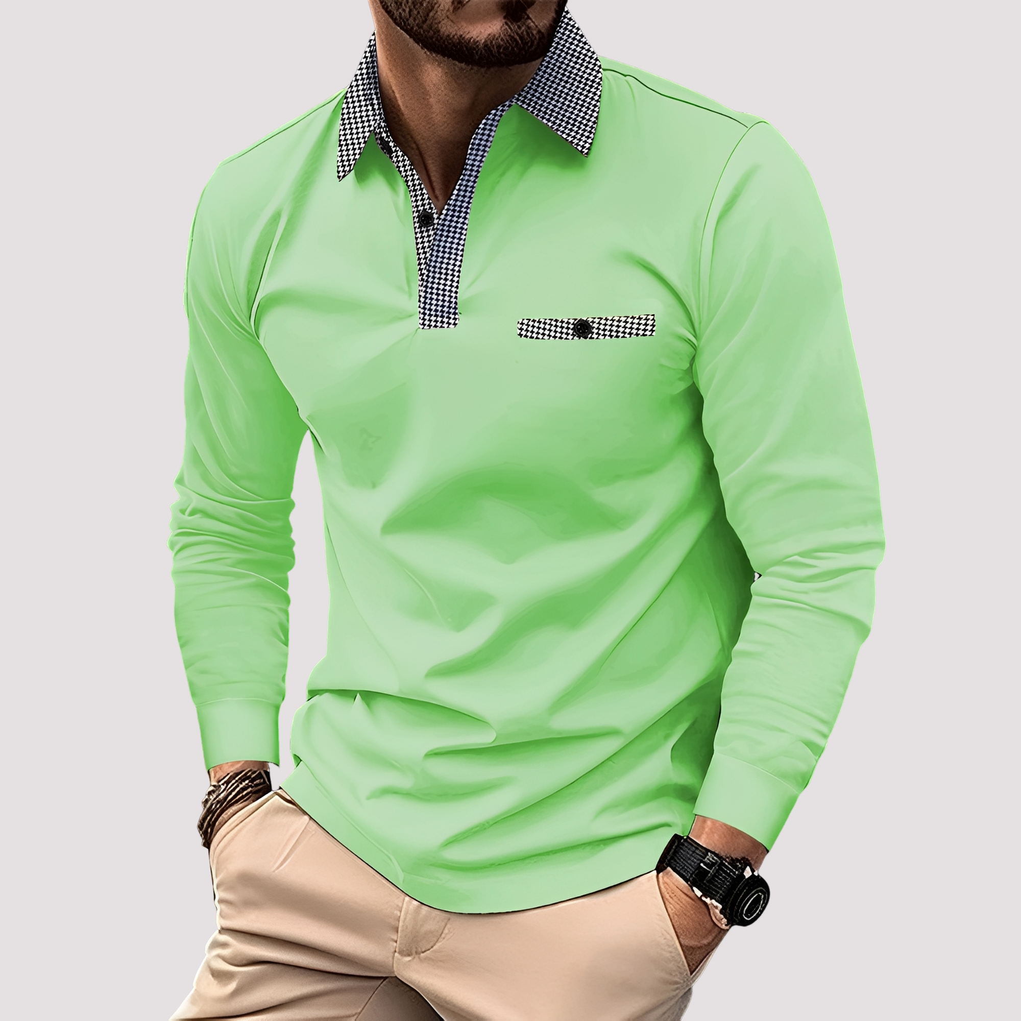 Aidan - Elegantes Langarm-Polo für Herren