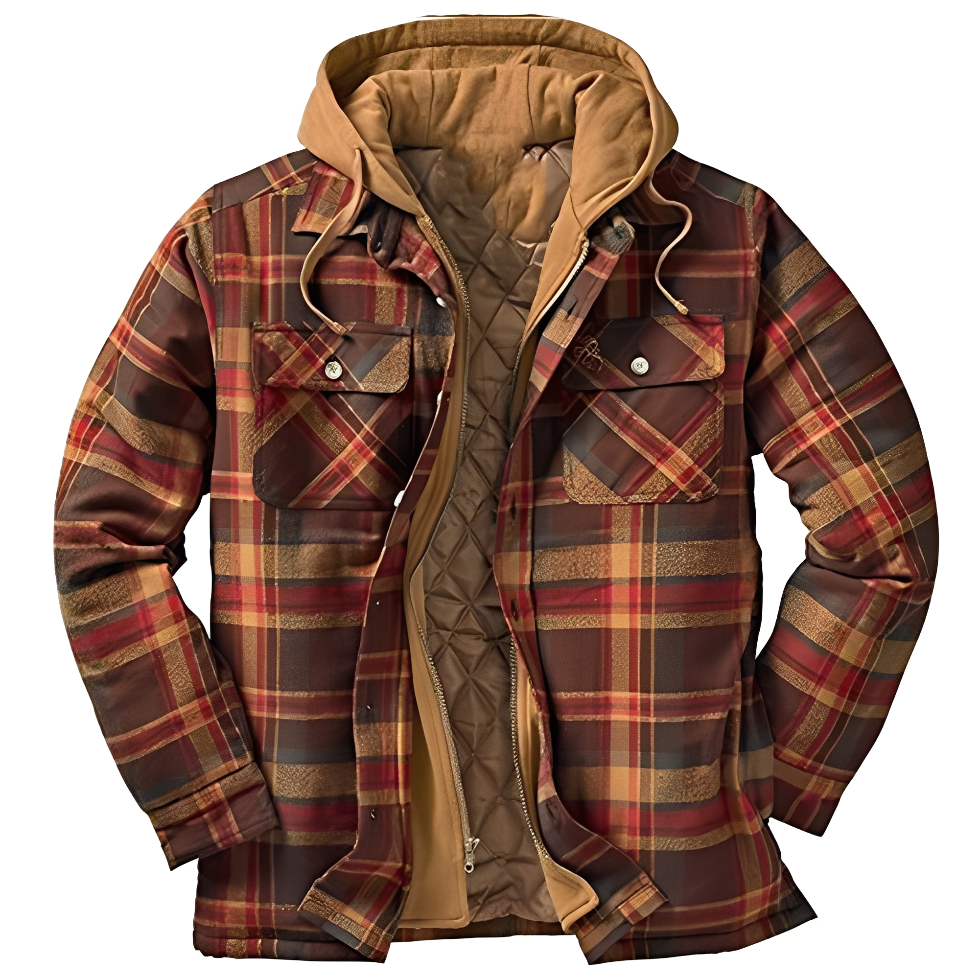 Flynn - Herrenjacke mit Kapuze und klassischem Karomuster