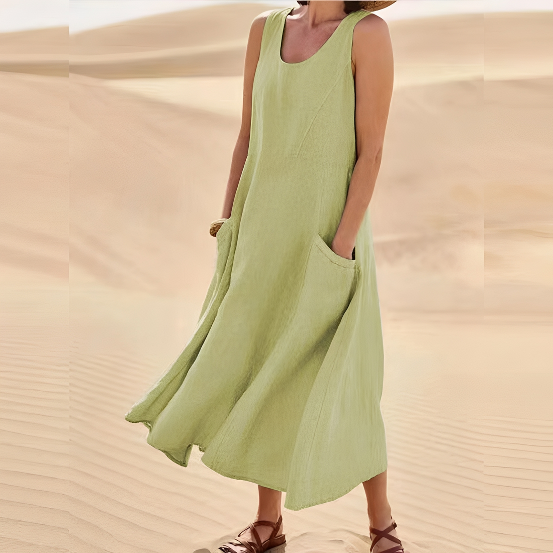 Connie - Lässiges ärmelloses Damenkleid mit Taschen