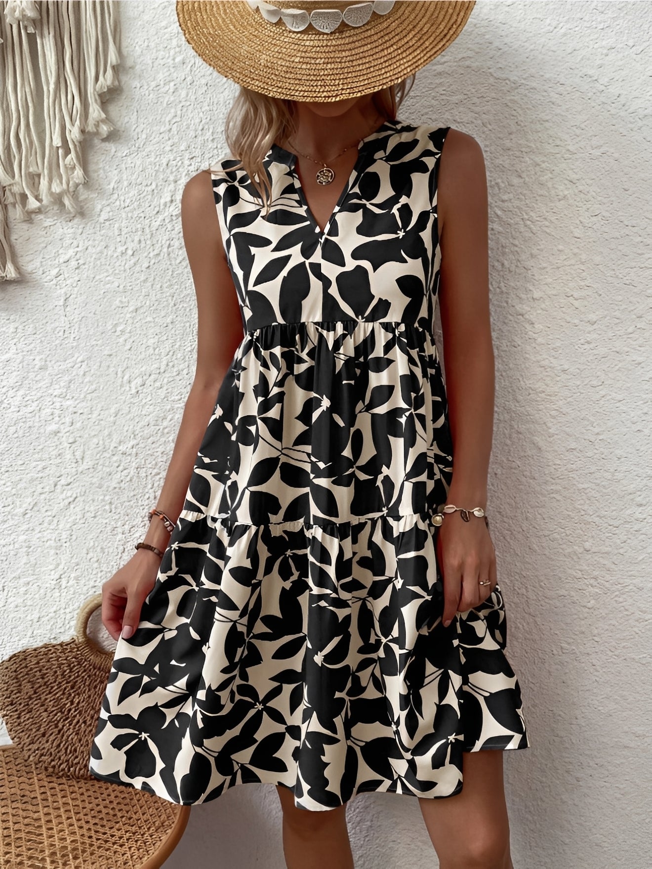 Tianna - Elegantes Kleid mit V-Ausschnitt und Print für Damen