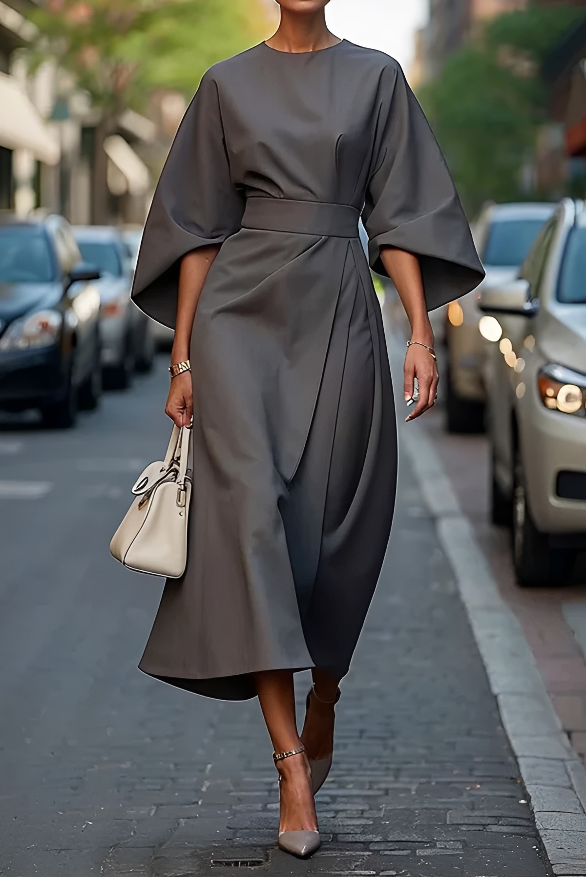 Vera - Elegantes Midikleid mit Tailleakzent