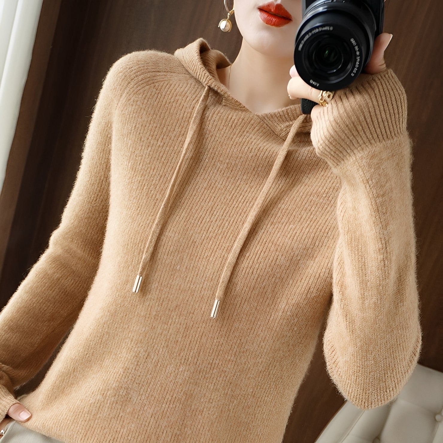 Bonnie - Schicker Wollstrick-Hoodie für Damen